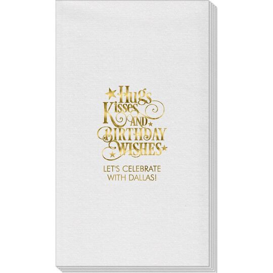 Hugs Kisses and Birthday Wishes Linen Like Guest Towels